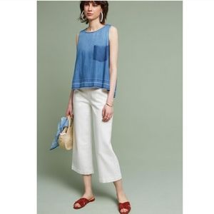 Anthropologie Washed Denim Pocket Tank Top sz XS